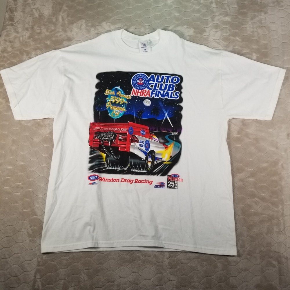 VTG 1999 Mens Drag Racing XL T-Shirt Winston Auto Club NHRA‎ Finals Pomona CA